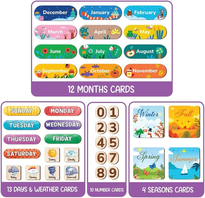 TinyKidz Store Wooden Daily Routine Chart, Kid Calendar, Routine Chart for Toddlers, Morning Bedtime Routine Chart for Toddlers (06) - Image 5